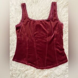 Y2K Goth Vampire Victorian Whimsigoth Grunge Punk Velvet Corset Red Cami Top M